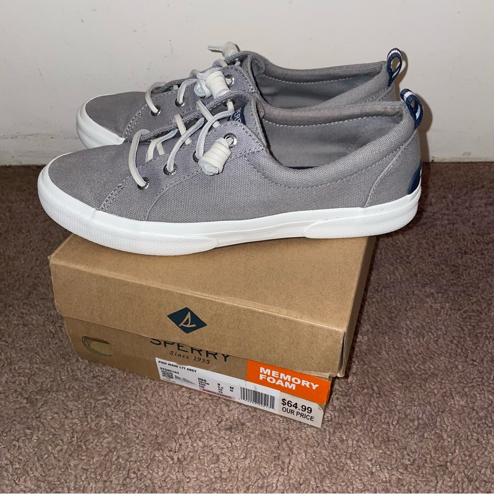 Sperry Top Sider Light Gray Canvas Sneakers